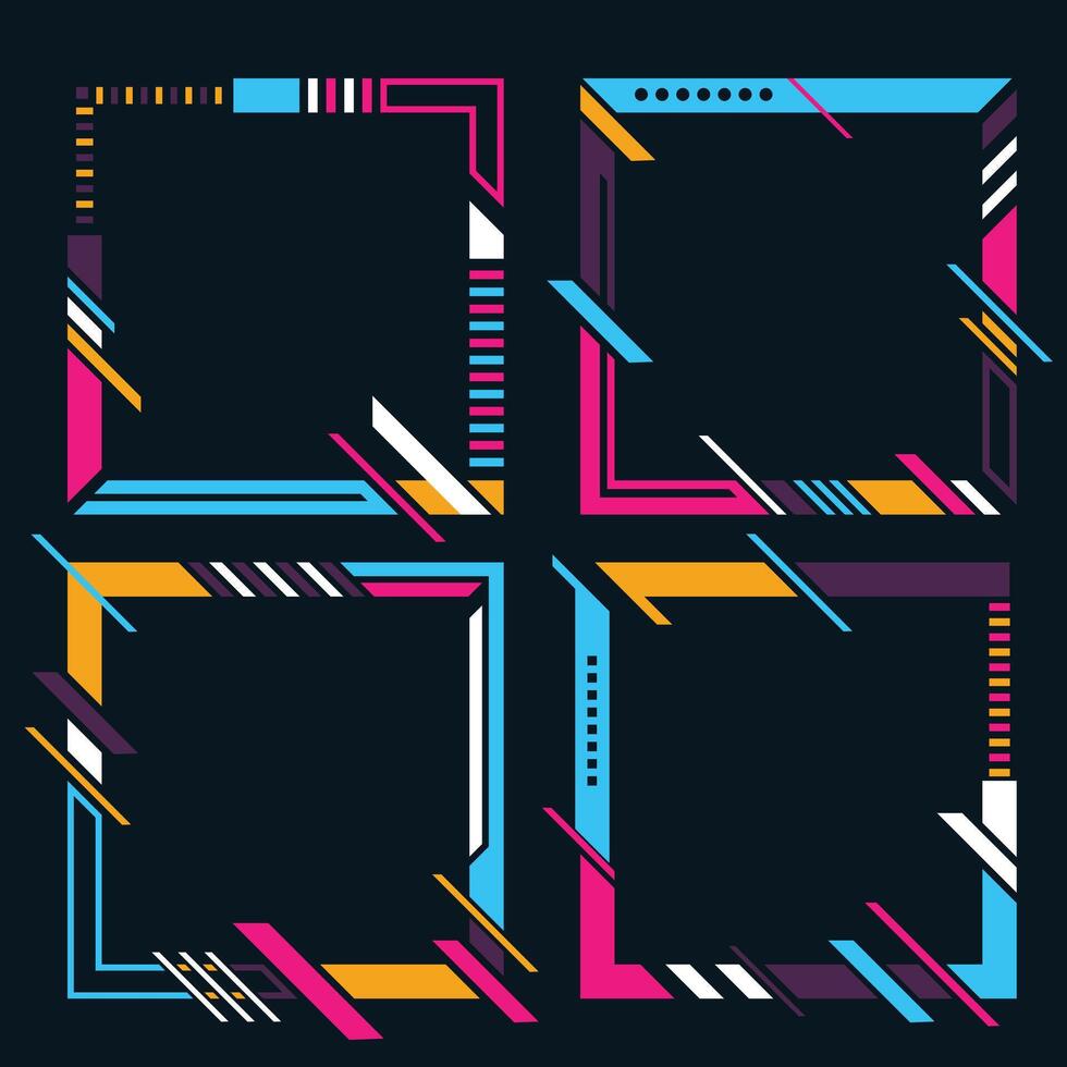 Colorful geometric design frames vector