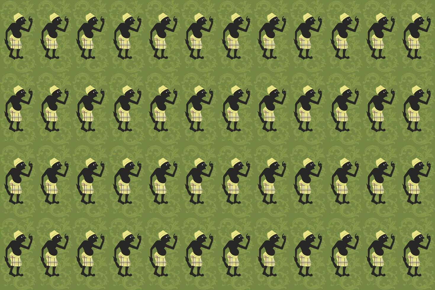 Nang Talung Seamless Pattern. Traditional Thai Shadow Puppet Art from Southern Thailand. Shadow Show. vector