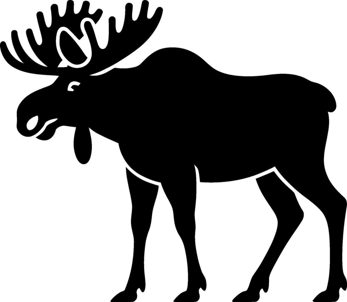 Majestic moose with large antlers standing proudly silhouette vector