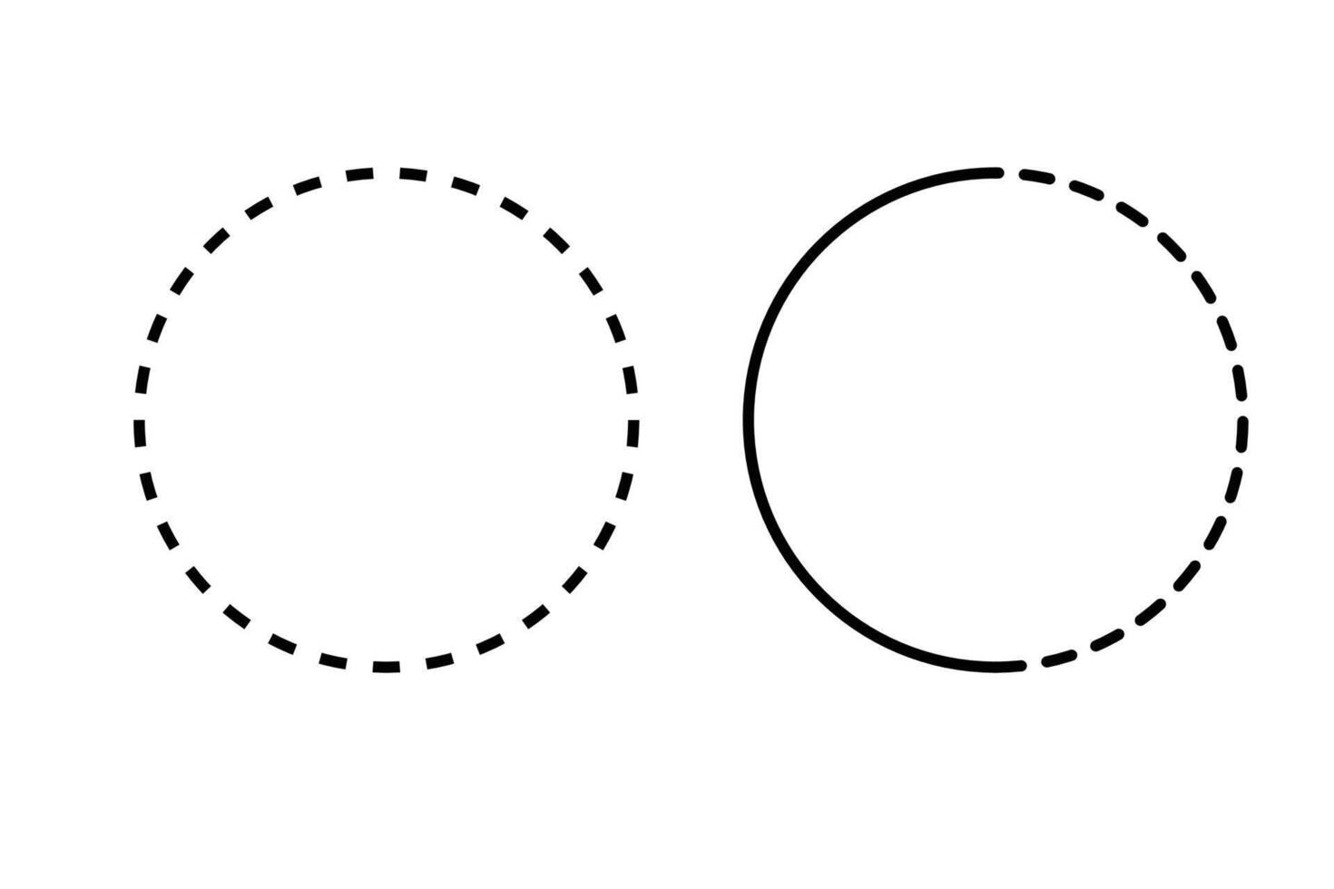 Dashed line circle shapes for design elements. vector