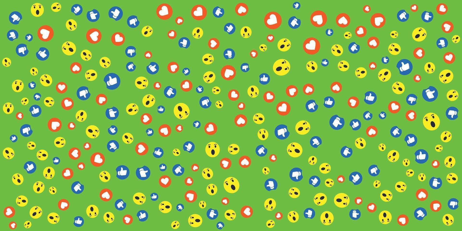 Social Media Engagement Pattern with Emojis and Likes. vector