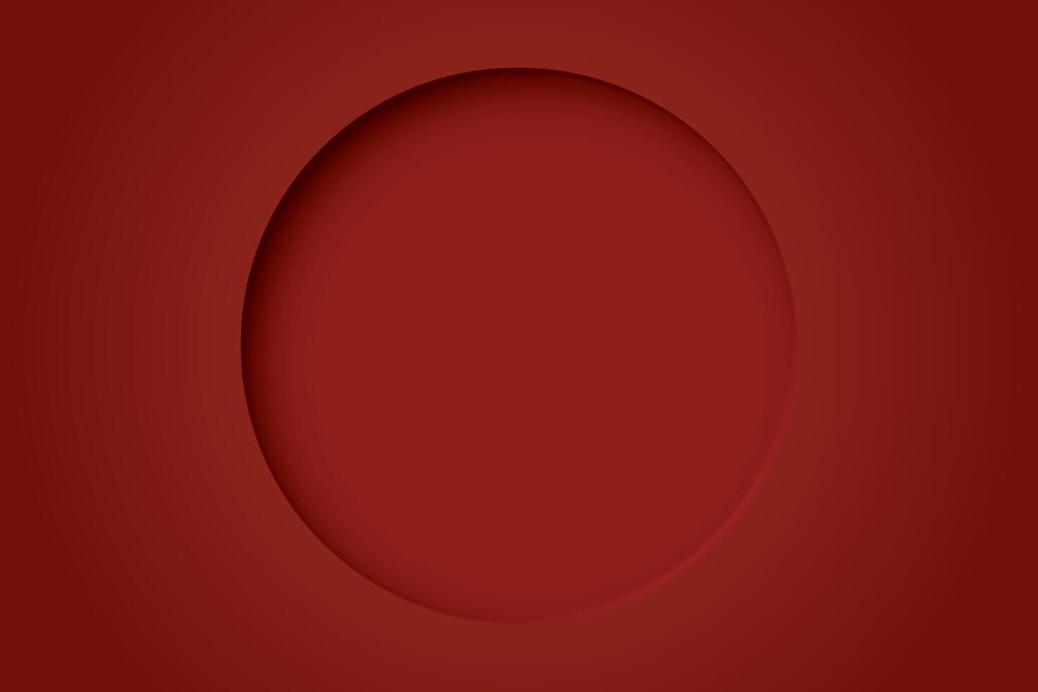 Red background with 3D circle frame paper cut style graphic illustration have blank space. vector