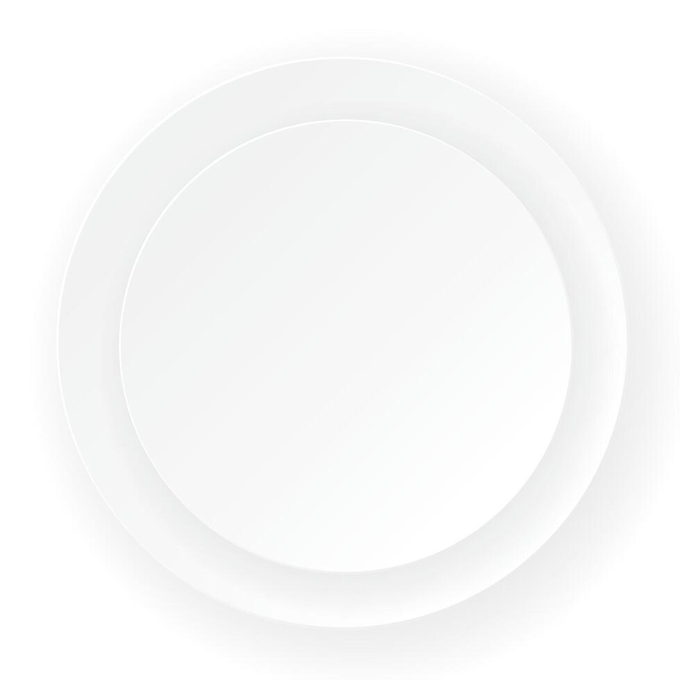 Double 3D circle sheet overlap as a frame paper cut style on white square background graphic illustration have blank space. vector