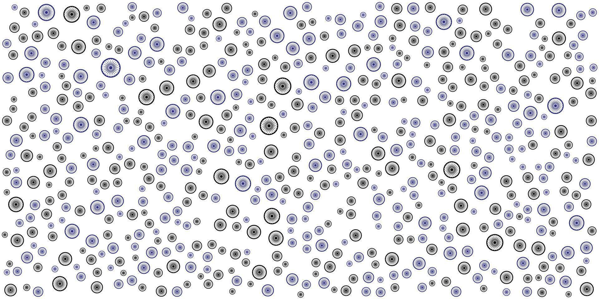 Abstract Pattern of Indian Ashoka Chakra Symbols on White Background. vector