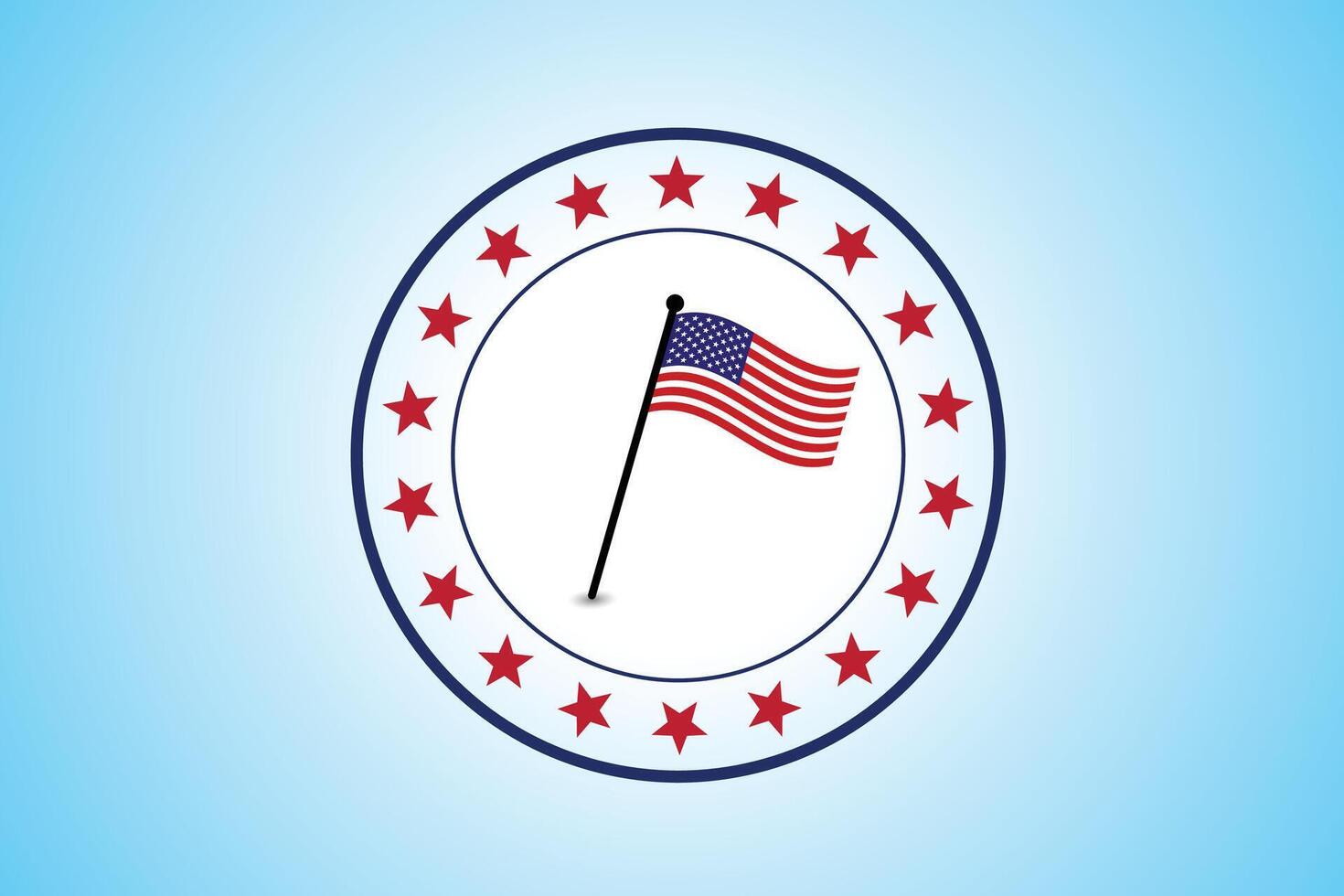 Round frame American Flag the fourth of July with Stars. vector