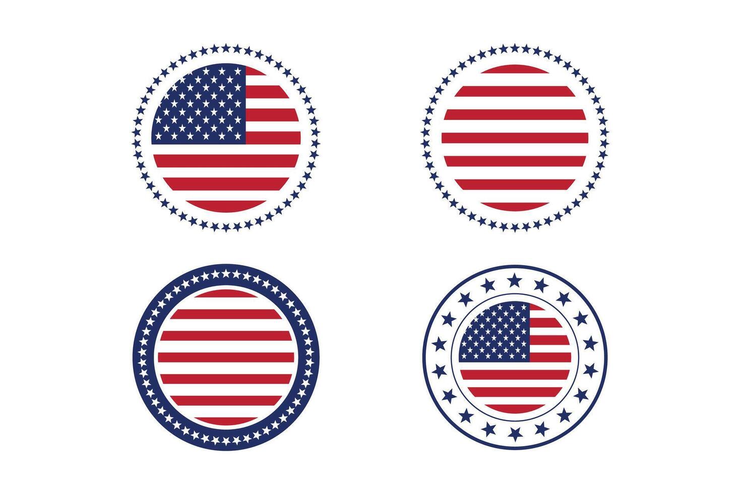 Patriotic USA Flag Designs with Star Border. vector