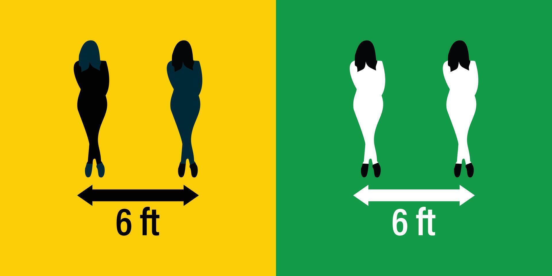 Social Distancing Illustration 6 Feet Apart. vector