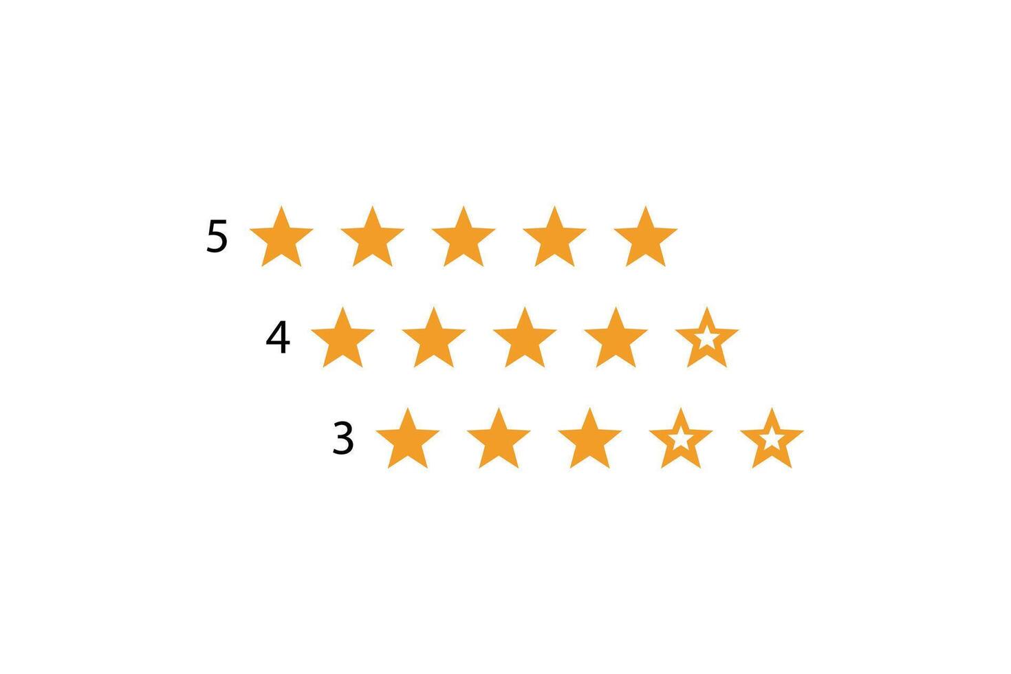 Five star rating system displayed on white background. vector