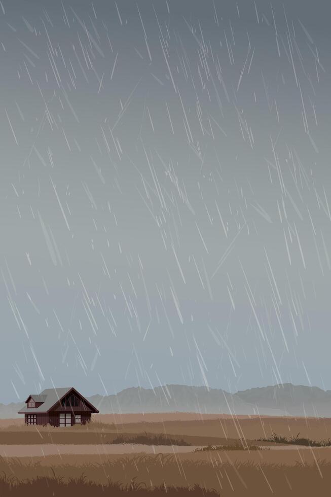 House in the rain vector