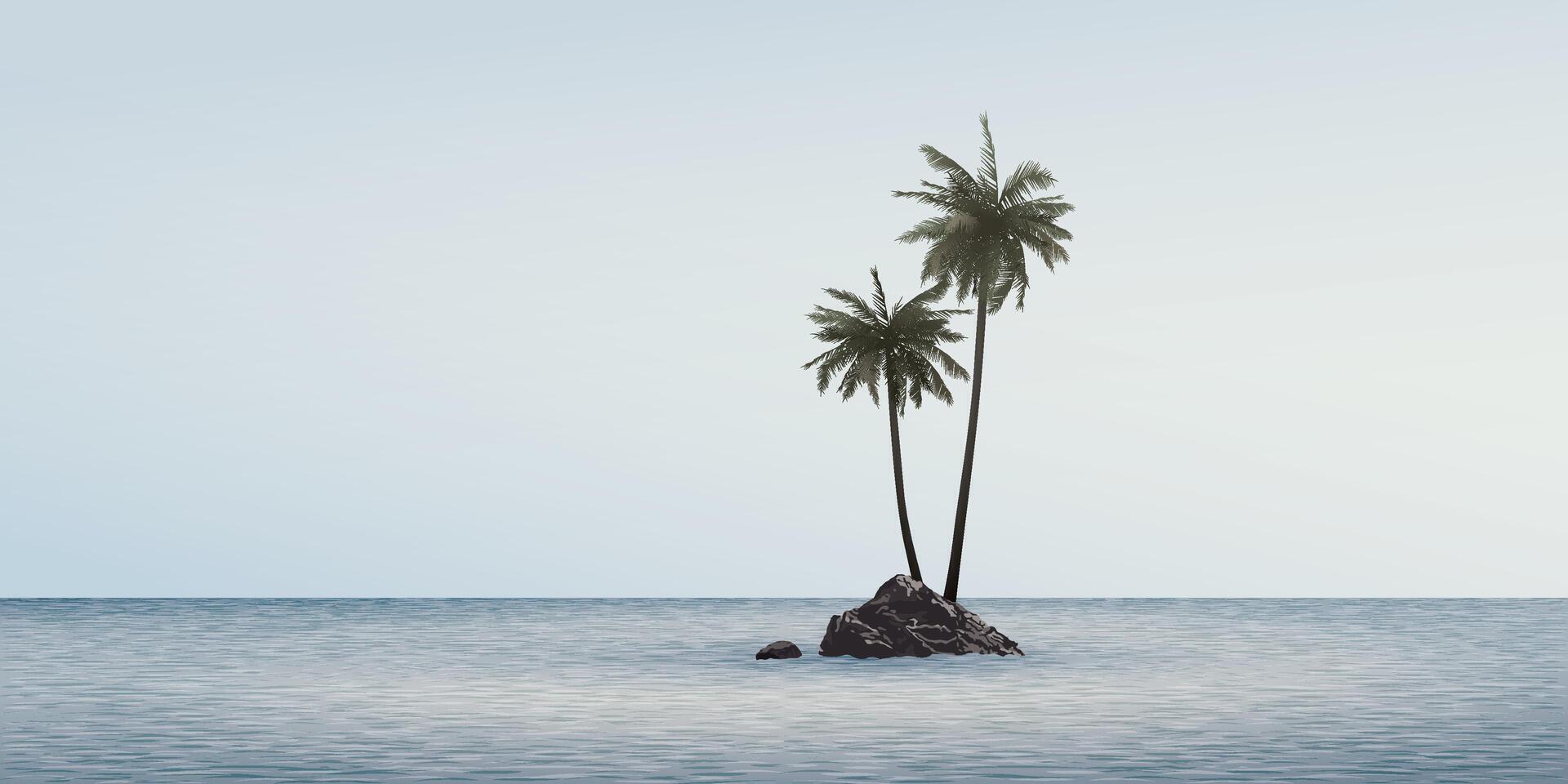 Tropical island with palm trees vector