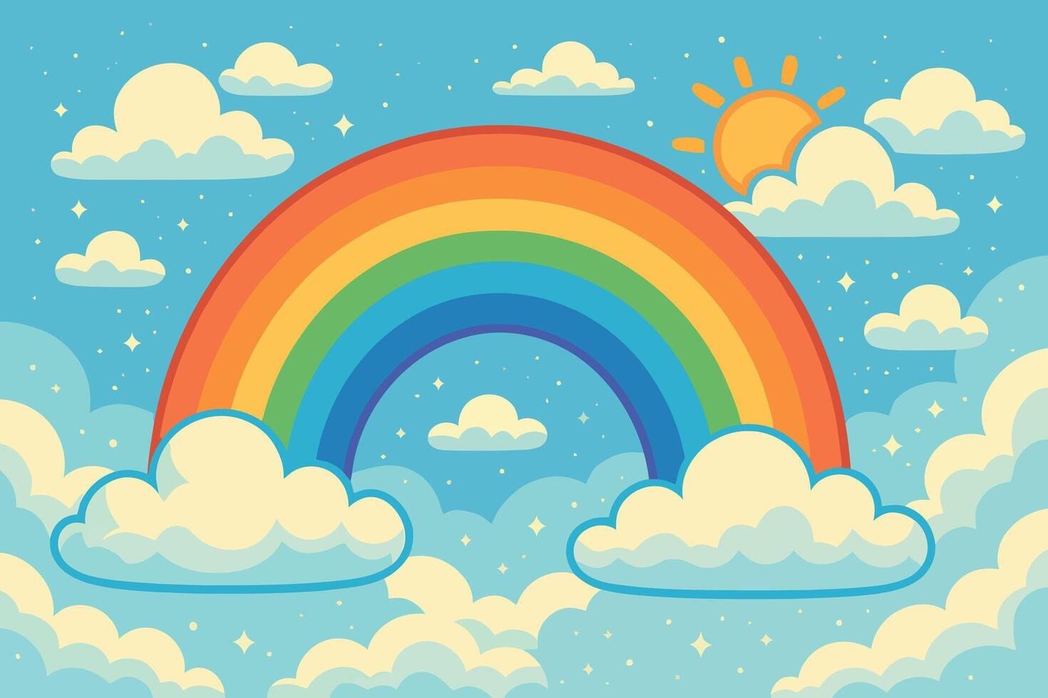 colorful rainbow in the sky vector