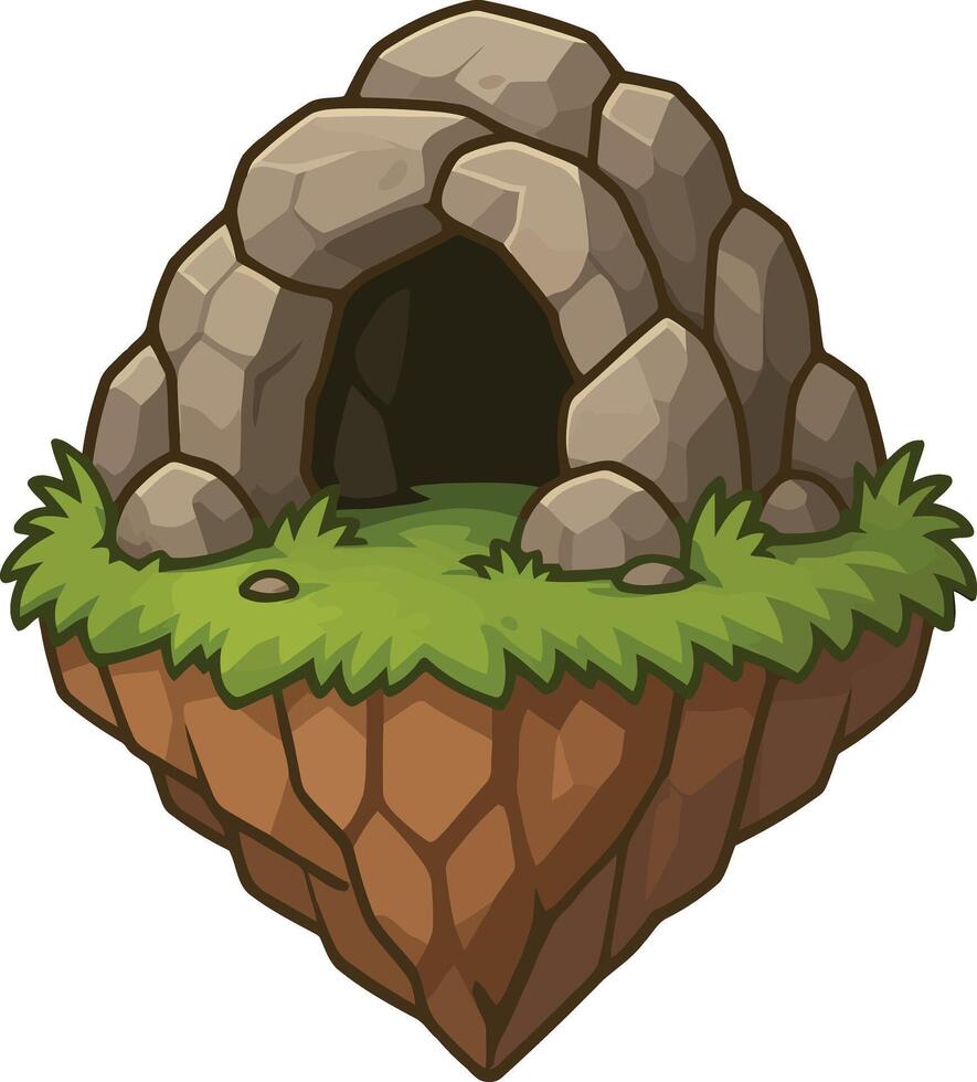 Cartoon rock cave illustration vector