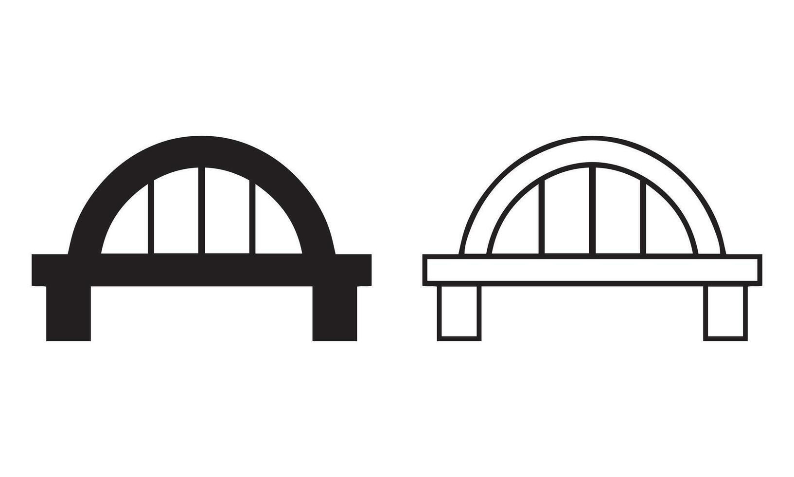 Bridge Design Silhouette and Line Art Icon vector