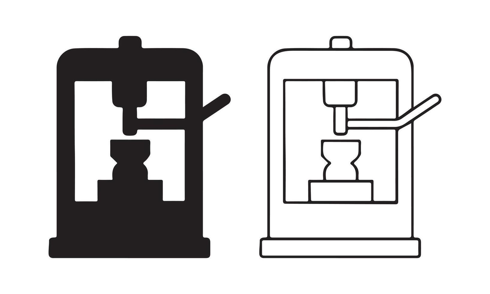 Hydraulic Press Silhouette and Line Art Icon vector