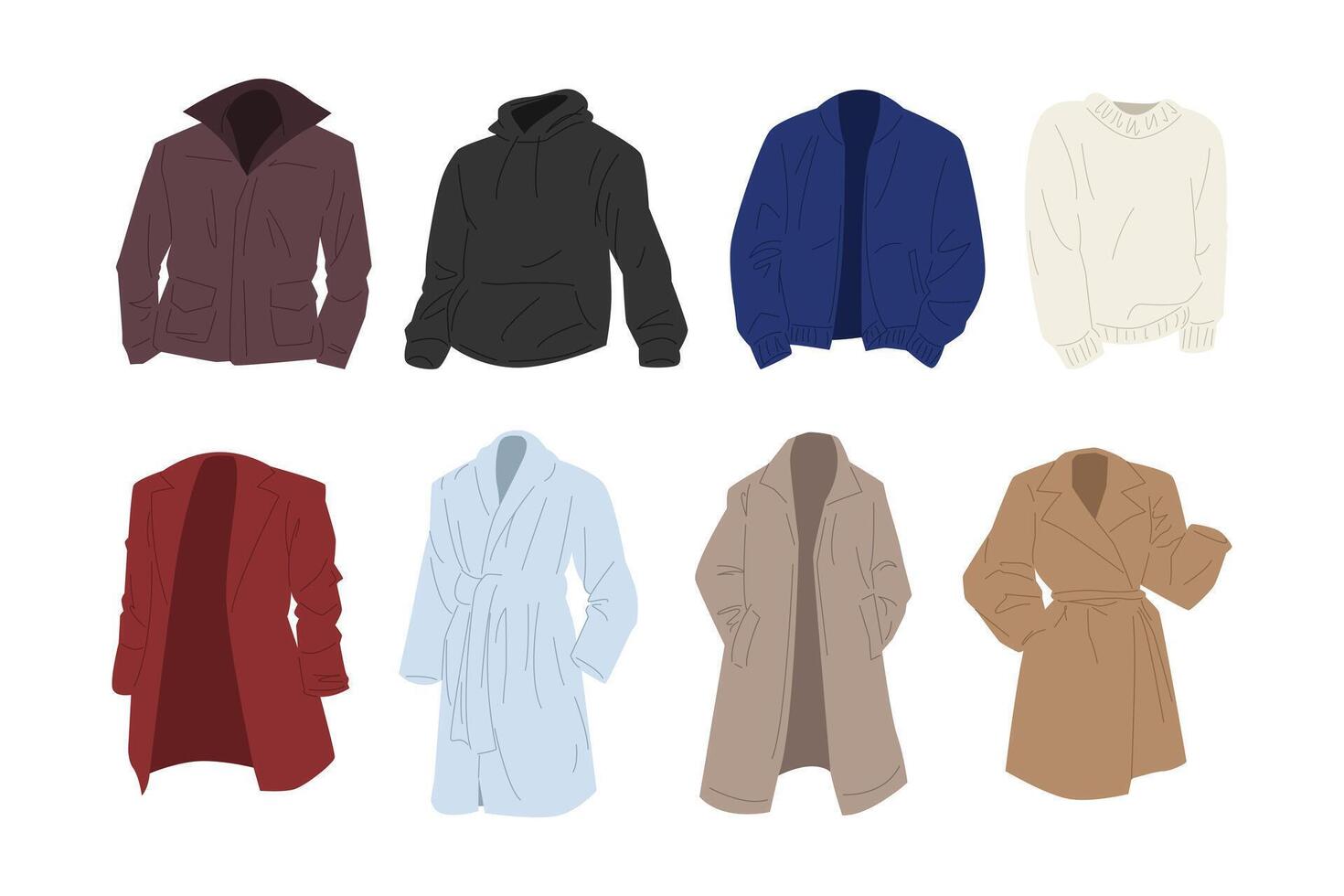 Collection of jackets and sweaters illustration vector