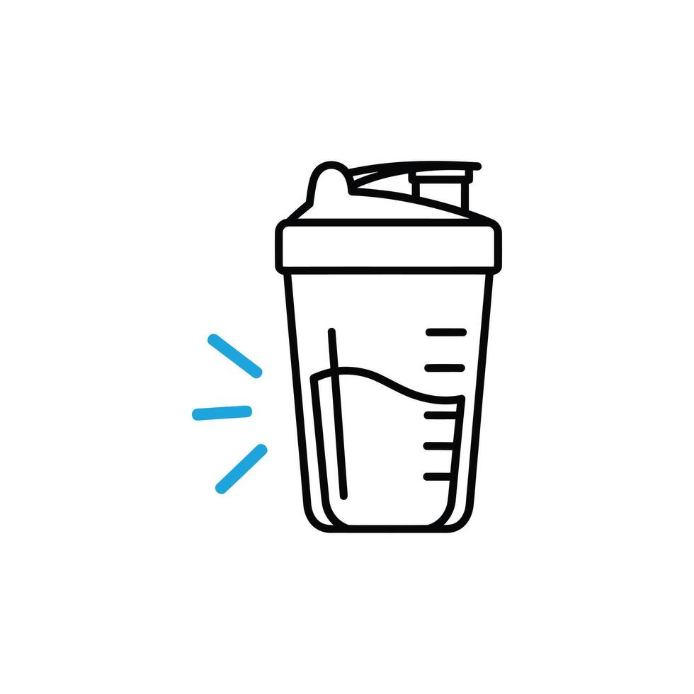 Blue Accent Line Art Protein Shaker Bottle Illustration vector