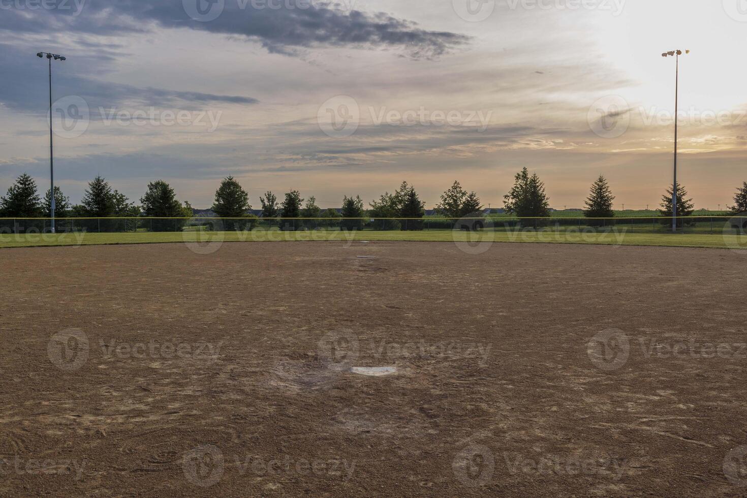 an umpires view from homeplate to second base on a baseball field photo
