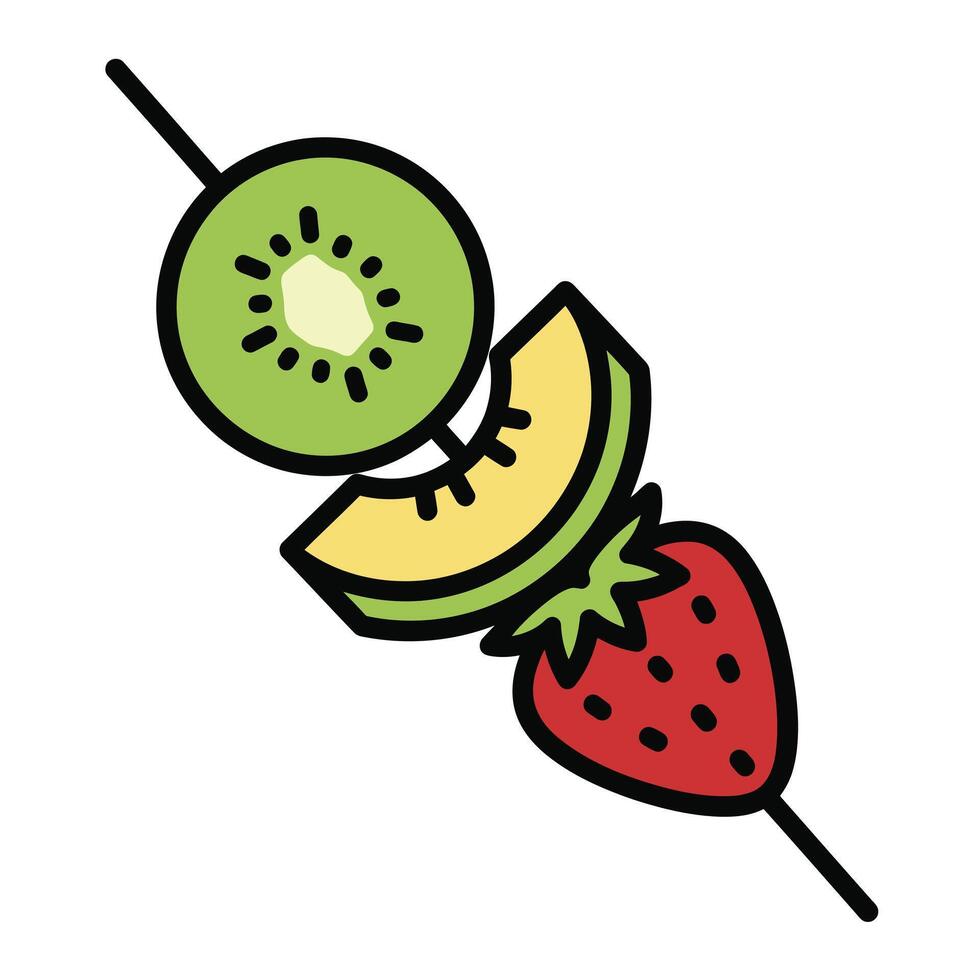 Cartoon Kiwi Melon Strawberry Fruit Skewer image vector