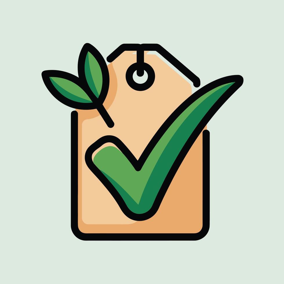Green Checkmark Eco Friendly Tag Label image vector