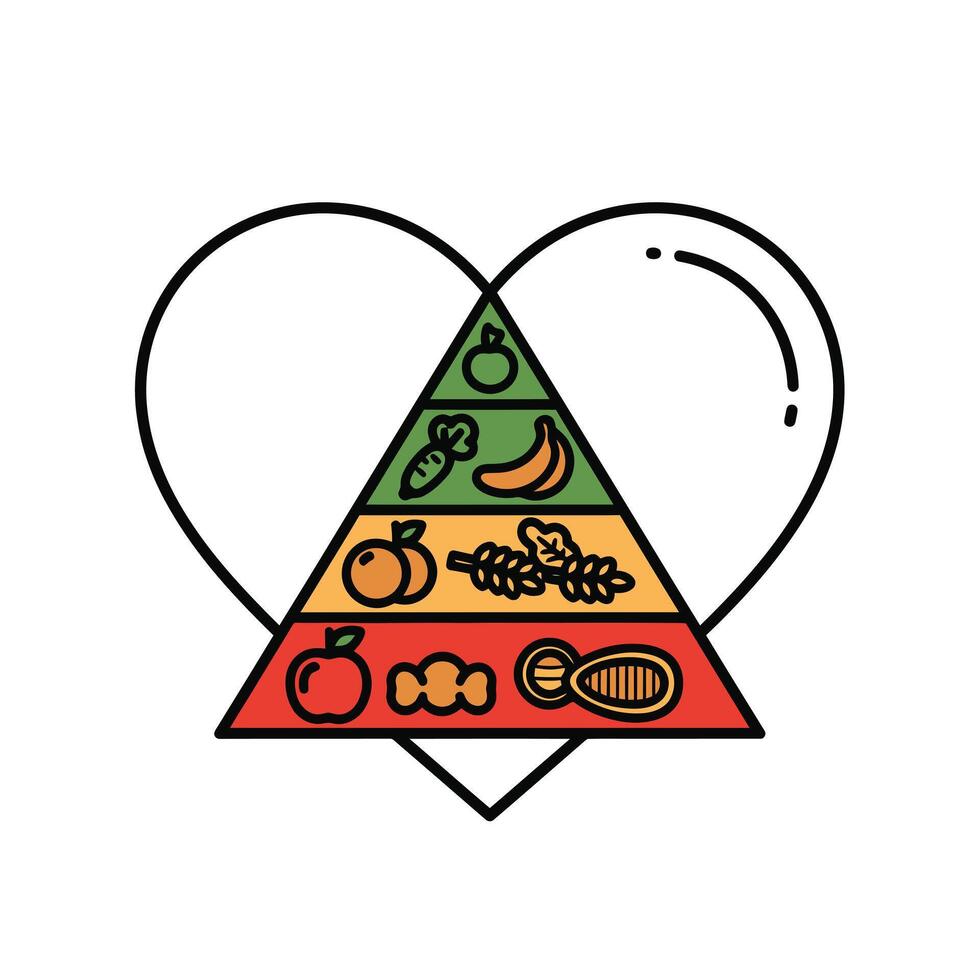 Heart Shaped Food Pyramid Healthy Eating Guide Illustration vector