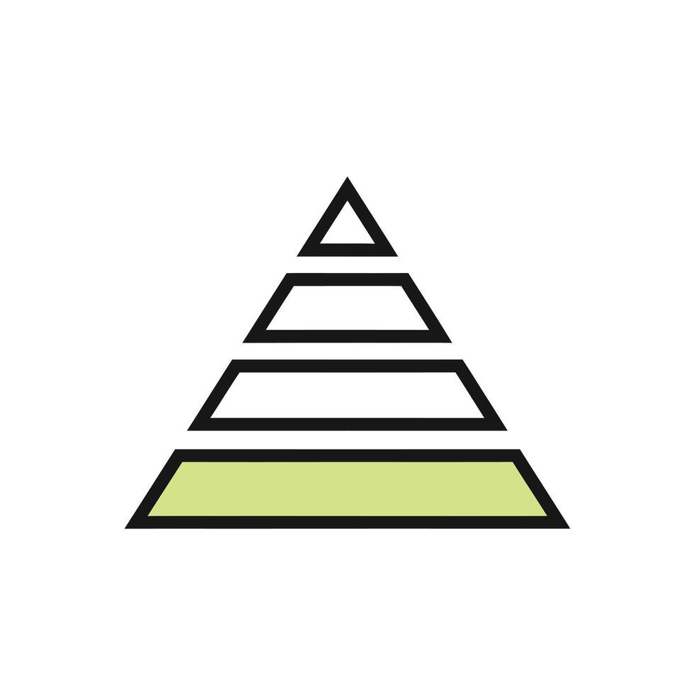 Green Base Black Line Pyramid Chart Graphic diagram vector