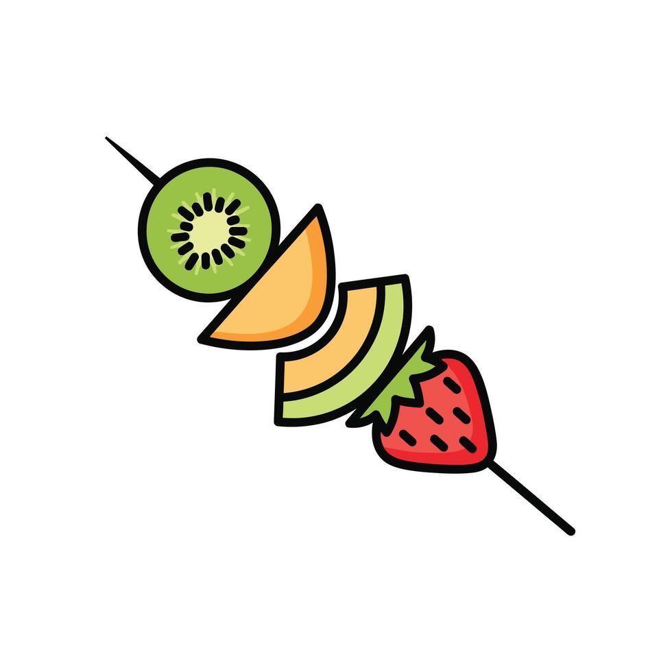 Colorful Fruit Skewer Kiwi Cantaloupe Honeydew Strawberry vector