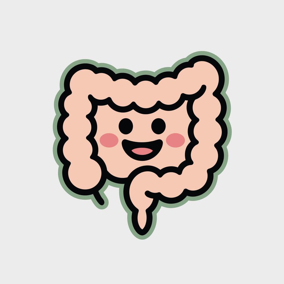 Happy Cartoon Intestine Illustration Pink Peach Green vector