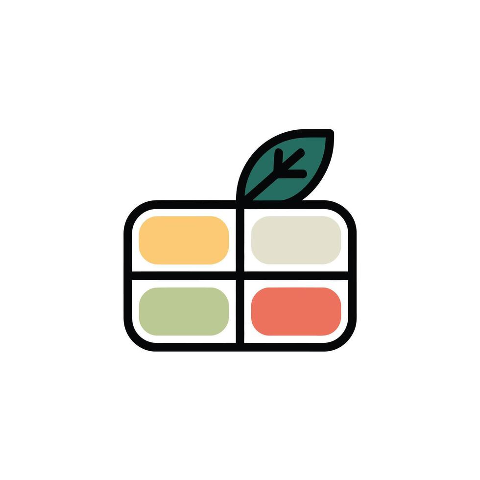 Four Section Pastel Color Palette with Green Leaf pastel colors vector