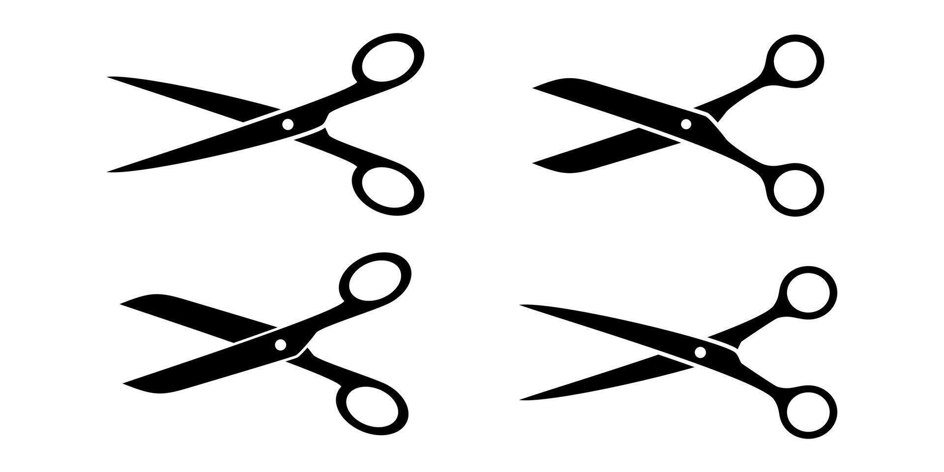 Collection of black scissors on a white background vector