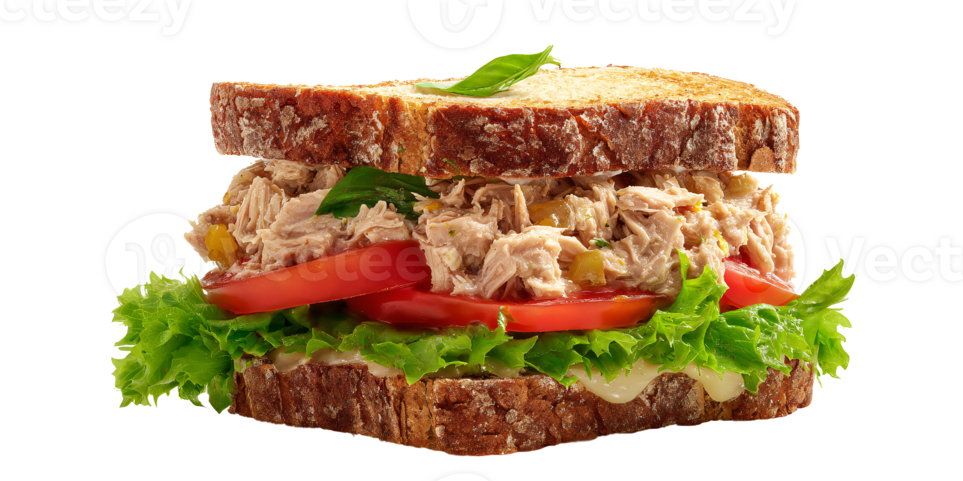 Delicious Tuna Salad Sandwich with Fresh Vegetables on Toasted Bread for Healthy Lunch or Snack Concept of fast food, balanced diet, and homemade meal png