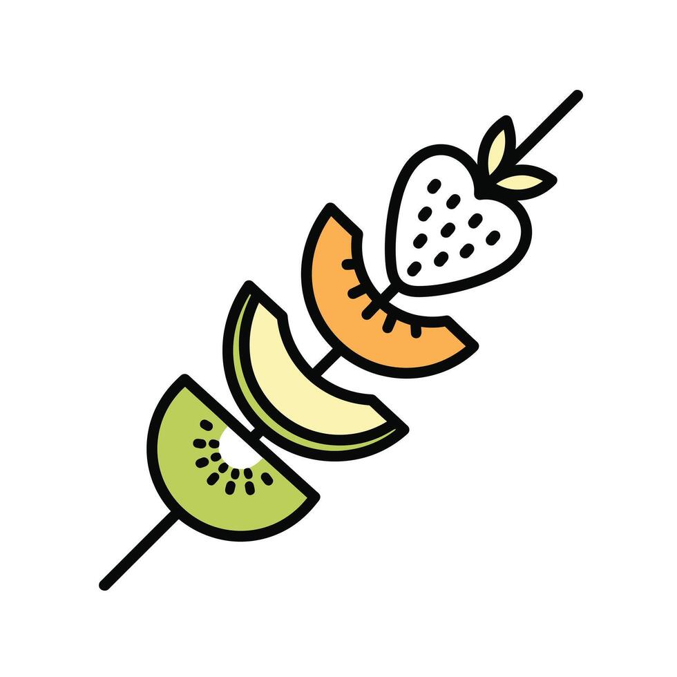 Colorful Fruit Skewer Graphic Kiwi Melon Strawberry vector