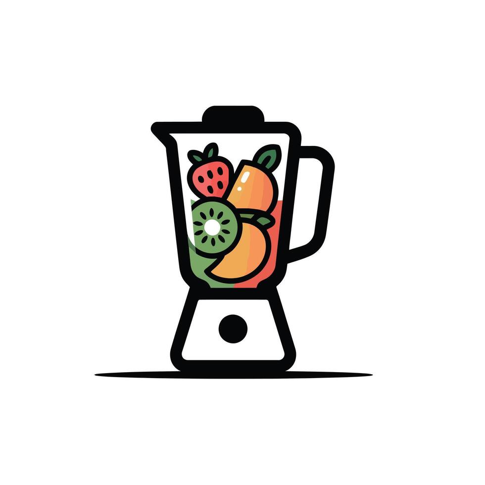 Blender with Strawberry Kiwi Mango Smoothie Illustration vector