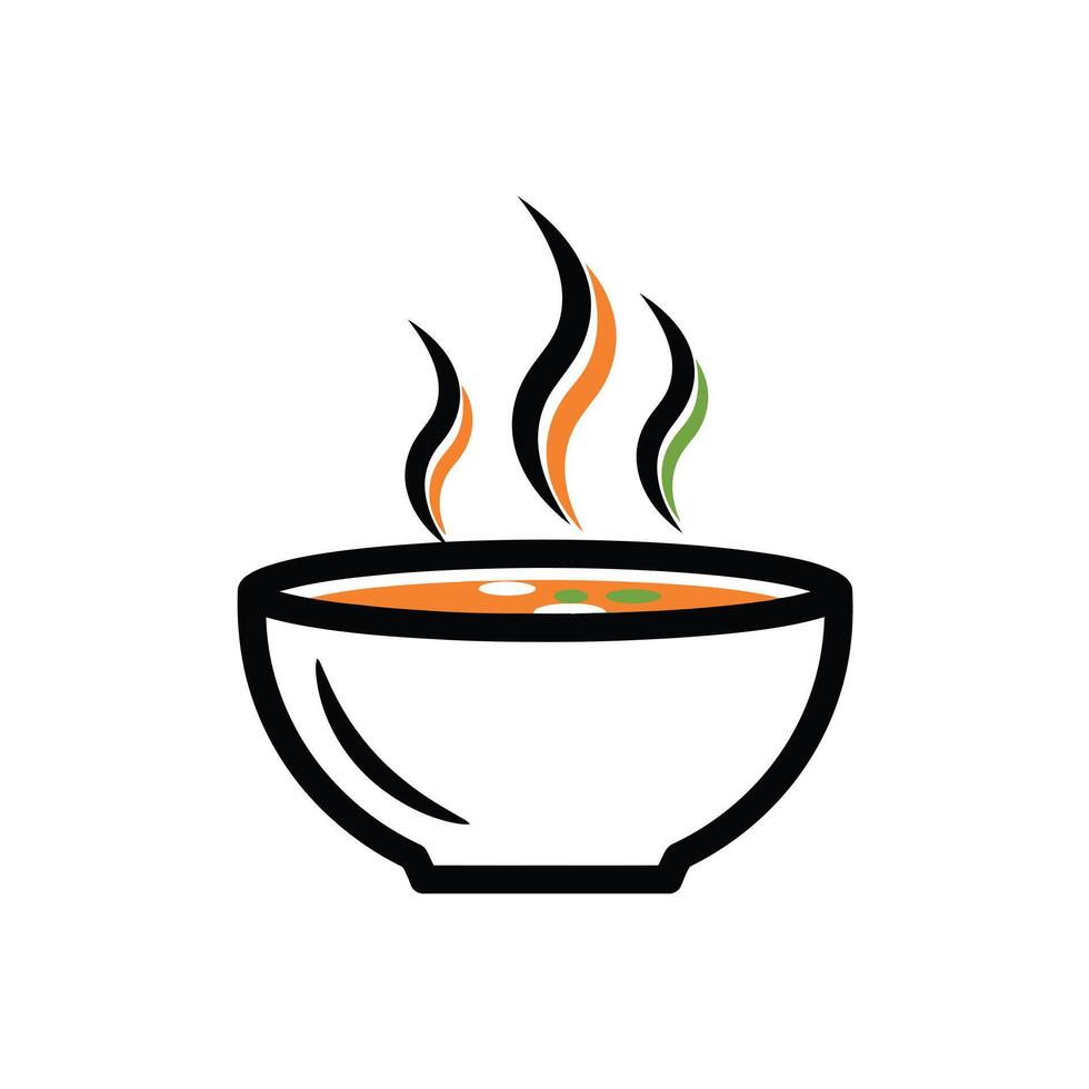 Hot Orange Soup in White Bowl Steam Rising image vector