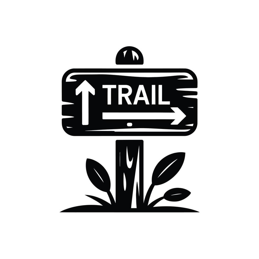 Black Wooden Trail Signpost with Arrows and Leaves vector