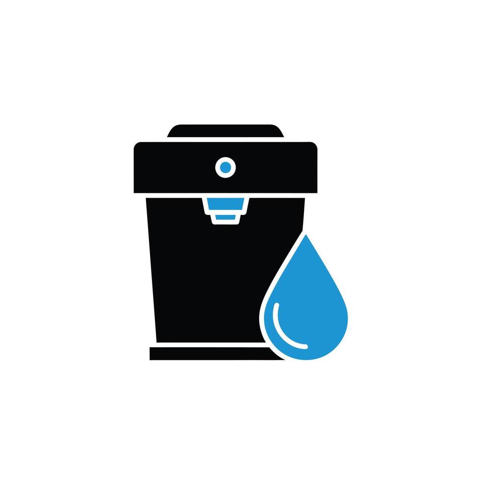 Black Water Filter Dispenser Icon Blue Water Drop image vector