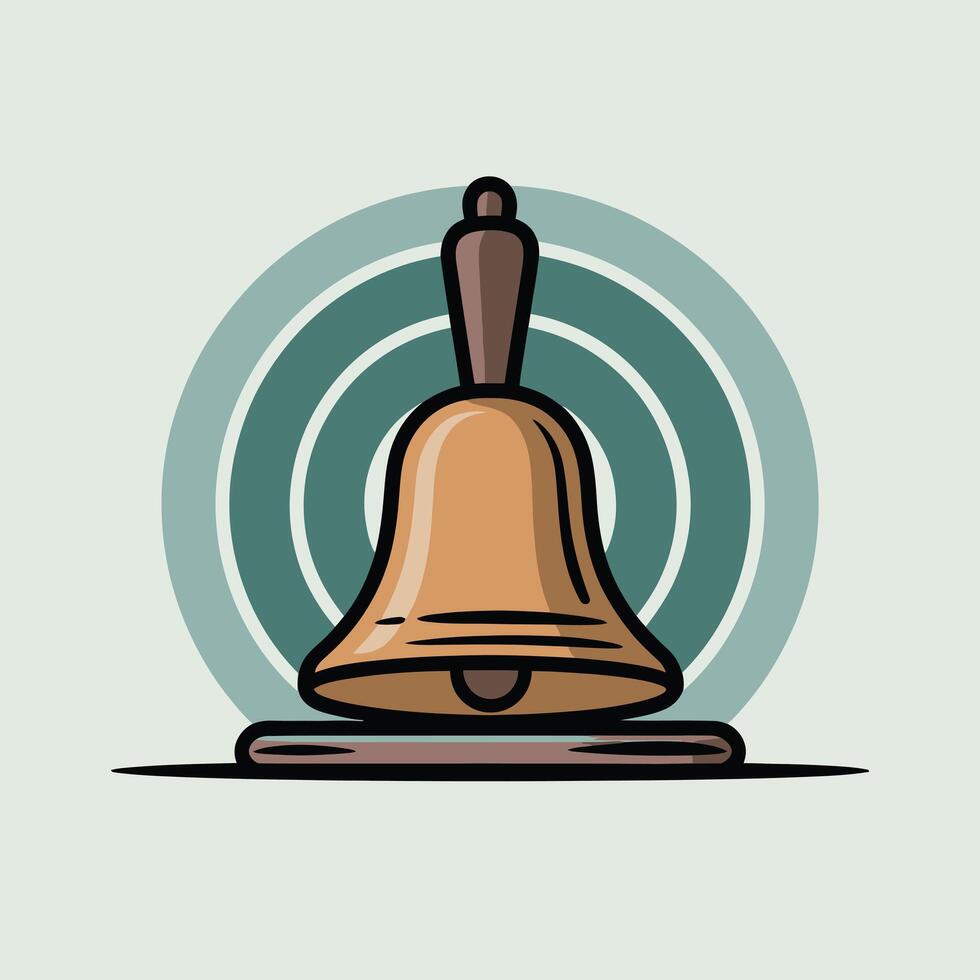 Gold Bell Teal Circular Background Icon school bell vector