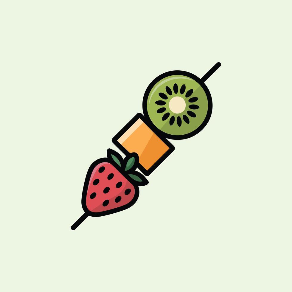 Fruit Skewer Illustration Strawberry Kiwi Orange image vector