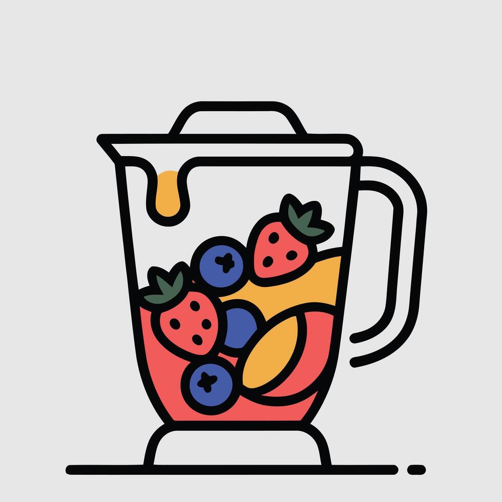 Blender with Strawberries Blueberries and Mango Smoothie vector