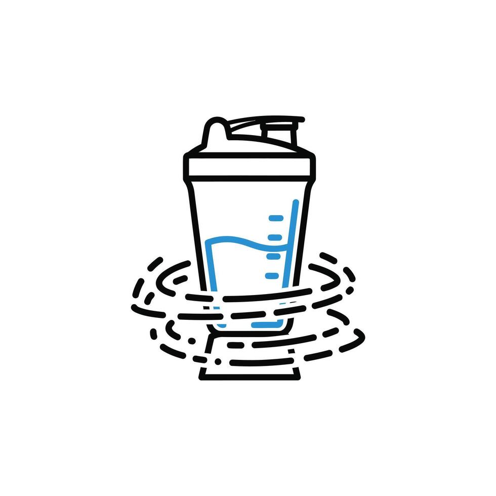 Blue Liquid Swirling in Black Shaker Bottle Graphic vector