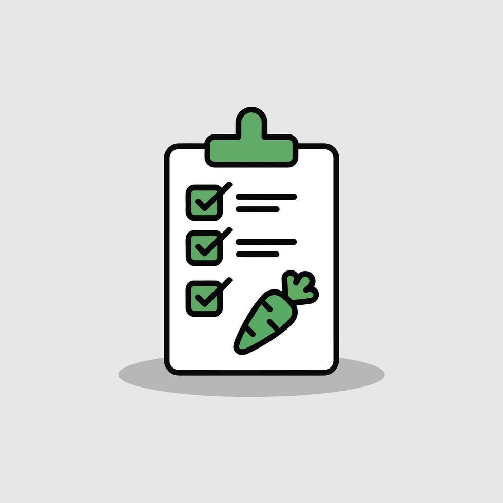 Green Checklist Clipboard with Carrot Icon to do list vector