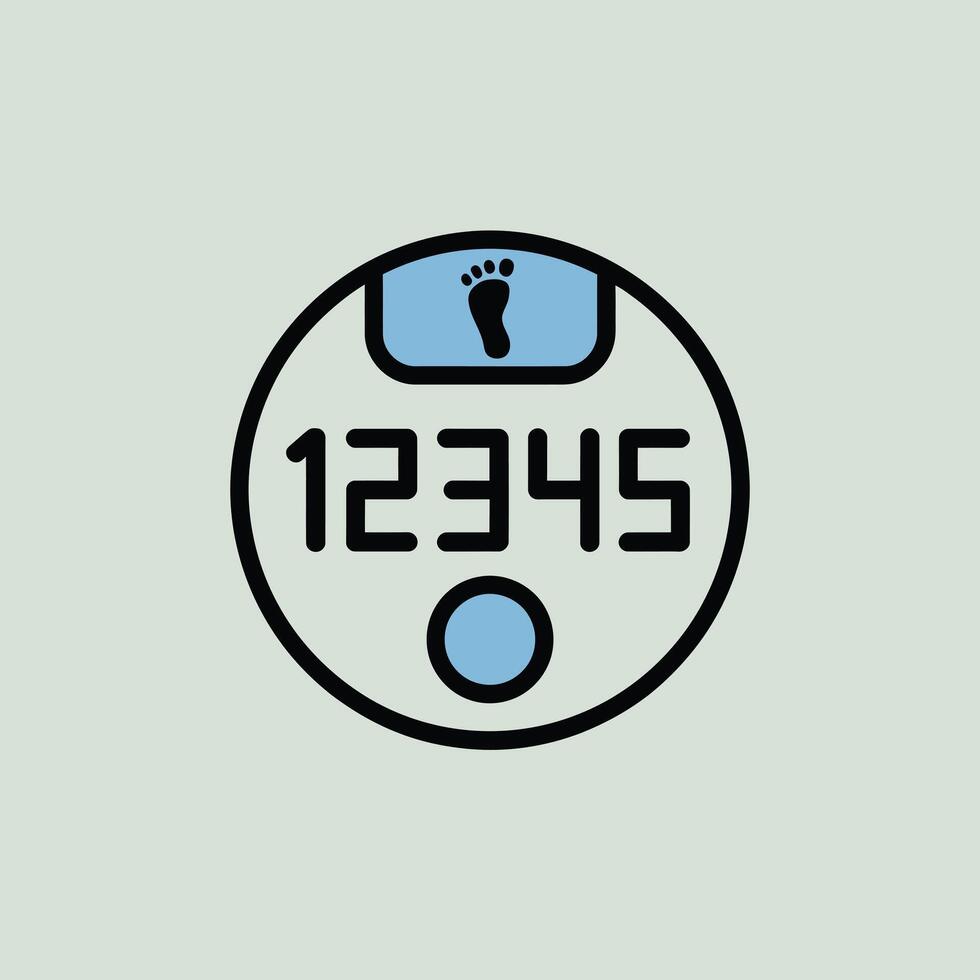 Digital Bathroom Scale Icon Light Blue Weight 12345 vector