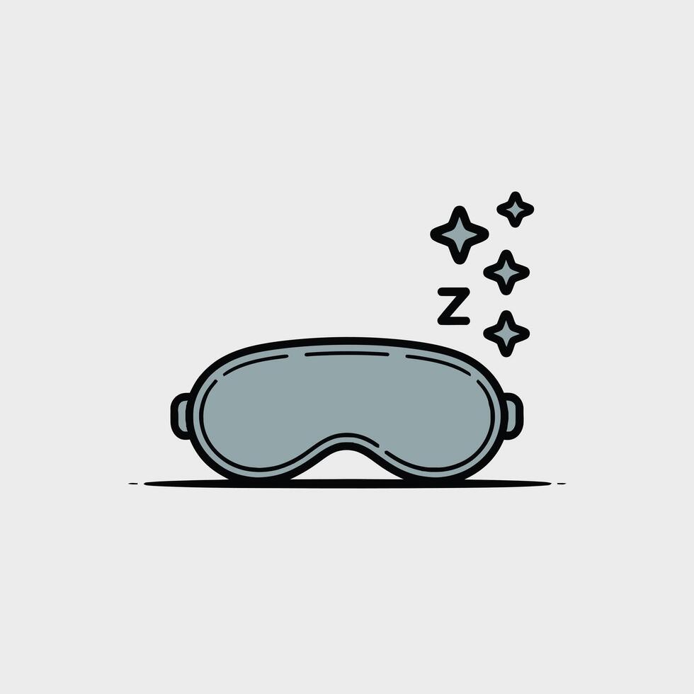 Grey Sleep Mask Stars Zzz Line Art Icon eye mask rest vector