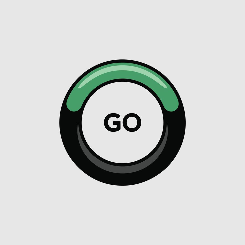 Green and Black Circular Go Button Icon green button vector