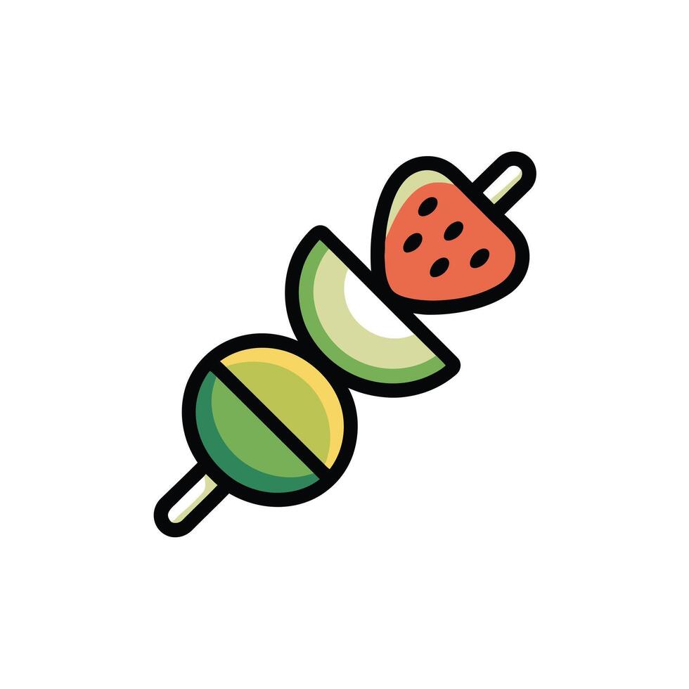 Fruit Skewer Illustration Red Strawberry Melon Lime Green Yellow vector