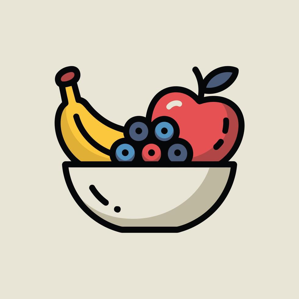 Yellow Banana Red Apple Blueberries Fruit Bowl image vector