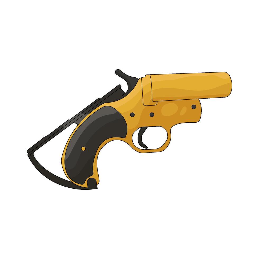 Yellow illustrated pistol vector
