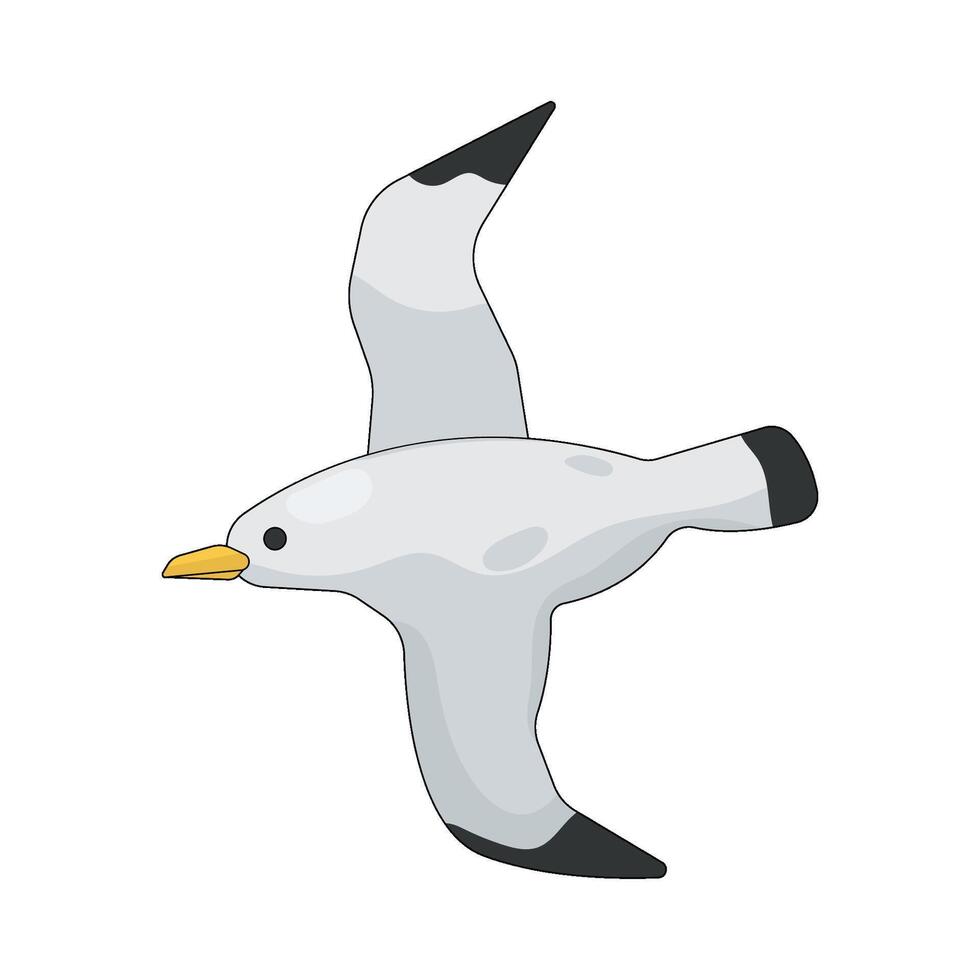 Flying cartoon seagull illustration vector