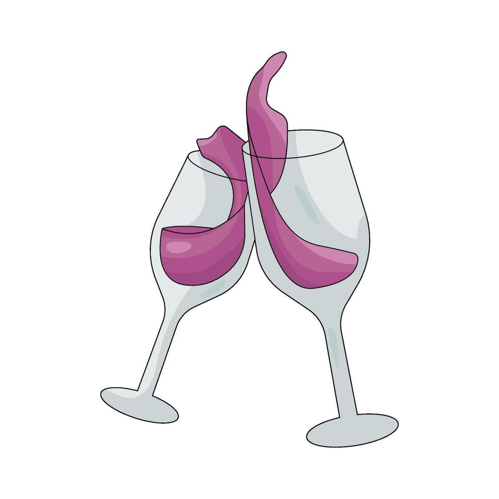 Two Wine Glasses Toasting vector