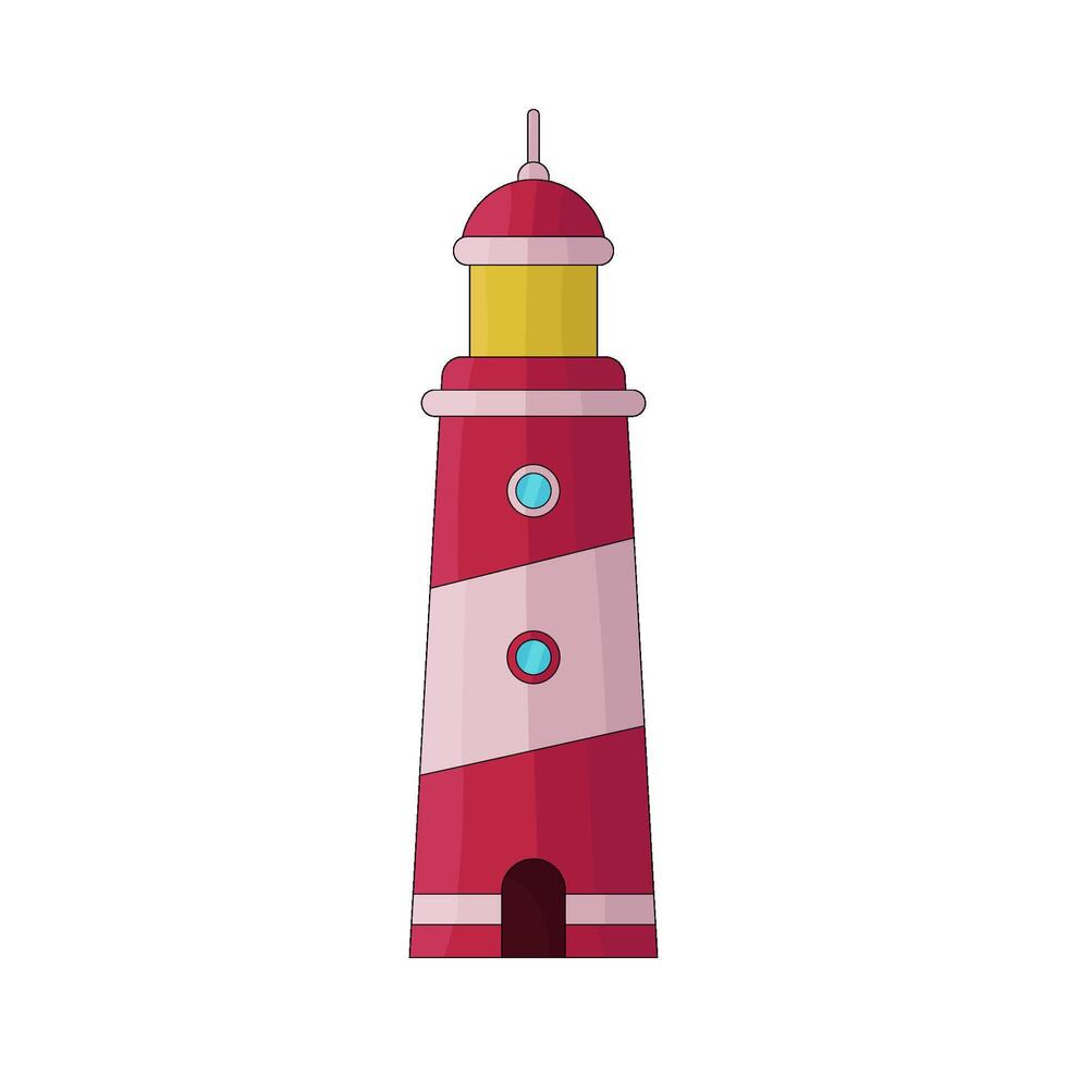 Red and White Lighthouse vector