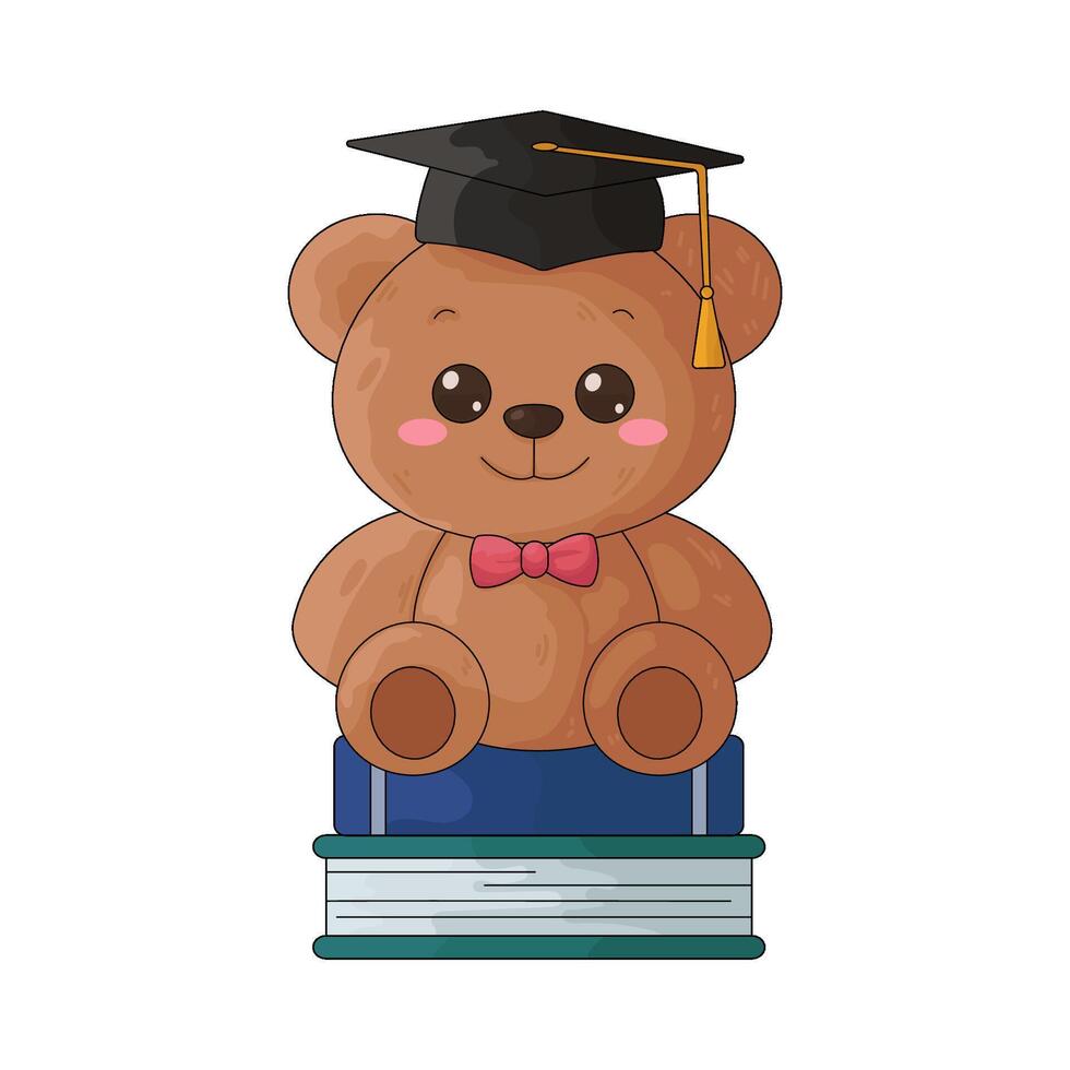 Teddy Bear Graduate on Books vector